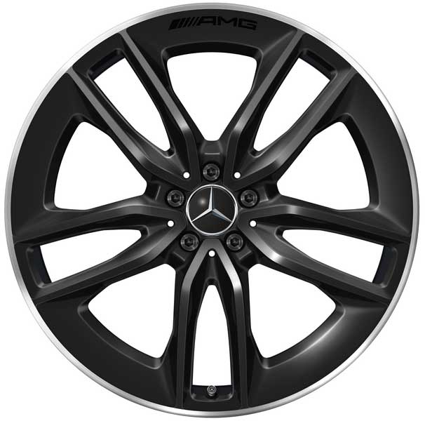 Mercedes AMG 22 Zoll GLE Felgen schwarz Doppelspeichen glanzgedreht A16740137007X72 HA+VA